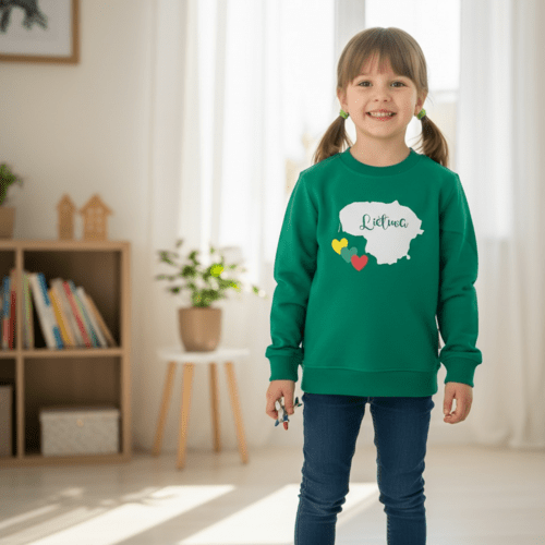 Vaikiškas džemperis „Lietuva“ su širdelėmis ir lietuviškomis spalvomis 1