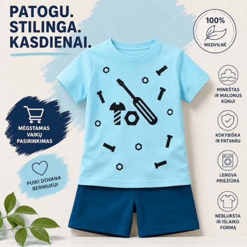 Vasarinis komplektukas berniukui su termo spauda 1