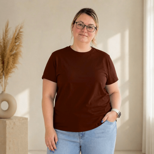 Minimalistinio dizaino moteriški marškinėliai 1