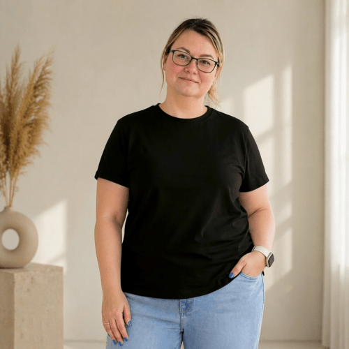 Minimalistinio dizaino moteriški marškinėliai 2