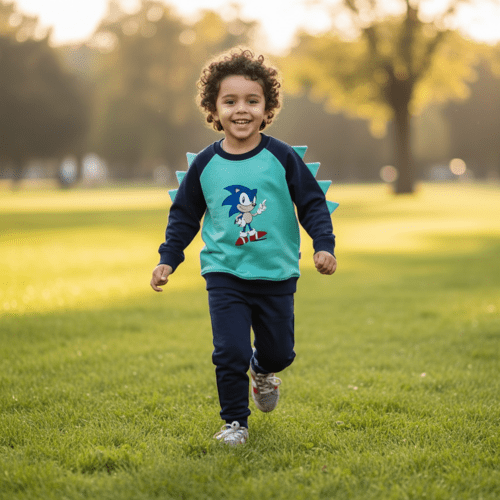 Vaikiškas kostiumas su ežiuko dizainu – džemperis ir kelnės 1