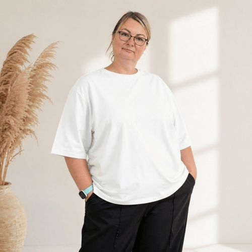 Moteriški oversize marškinėliai laisvo silueto