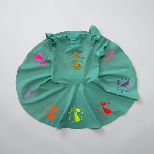 Vasarinė suknelė mergaitei su katinėliais 3