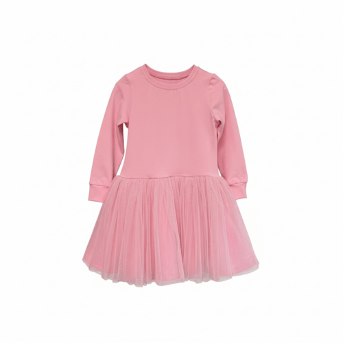 Rožinė suknelė mergaitei su tiuliu – lengva ir puošni kasdienai bei šventėms 3