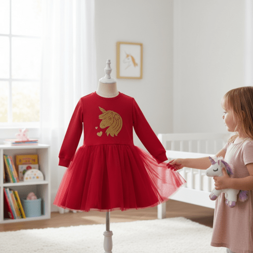 Suknelė mergaitei su vienaragiu